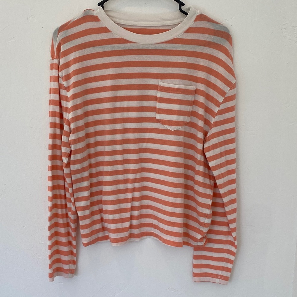 A New Day Orange and White Striped Top